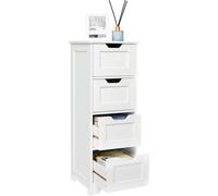 Mondeer Commode de salle de bain Armoire de salle de bain avec 4 tiroirs 30 x 30 x 82 cm Salle de bain