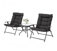 Mondeer Ensemble Bistrot de Jardin 3 Pièces avec 2 Chaises Pliantes