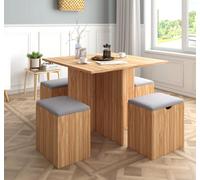 Mondeer Ensemble de 5 tables de salle à manger Table de salle à manger avec tabourets de rangement Coussins moelleux 4 casiers de rangement Groupe de sièges