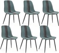 Mondeer Ensemble de 6 chaises de salle à manger jusqu'à 120 kg Pieds en métal vert foncé