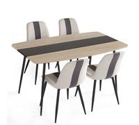 Mondeer Ensemble de salle à manger Cuisine moderne Table de salle à manger 4 chaises Pieds en métal pour salle à manger Cuisine Salon 105x 85x76.5cm Chêne