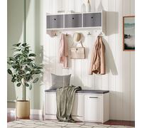 Mondeer Ensemble de vestiaires (2 pièces) Vestiaire avec banc à chaussures Tiroir en tissu 5 crochets et assise
