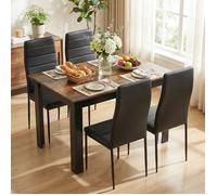 Mondeer ensemble table à manger avec 4 chaises simili cuir, table cuisine pour salle à manger,120Lx80Px75Hcm,marron rustique et noir