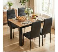 Mondeer Ensemble table à manger avec 4 chaises simili cuir,table de cuisine pour salle à manger,120Lx80Px75Hcm,chêne naturel et noir