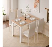 Mondeer Ensemble table à manger avec 4 chaises,table salle à manger et chaises pour cuisine,salon,120x90x75 cm,Chêne Rouge et Blanc