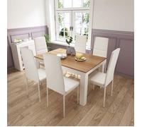 Mondeer - Ensemble table à manger avec 6 chaises, Table à Manger, Table à Cuisine, Pour Salle à Manger, Cuisine - Rouge