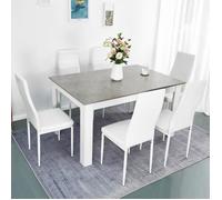 Mondeer - Ensemble table à manger avec 6 chaises, Table à Manger, Table à Cuisine, Pour Salle à Manger, Cuisine - Gris