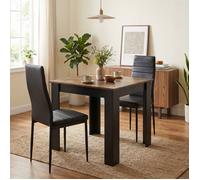 Mondeer Ensemble Table à Manger Carrée avec 2 Chaises Simili Cuir Table et Chaises Gain de Place 80x80cm Marron Rustique et Noir