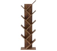 Mondeer - Étagère à 8 Niveaux - Bibliothèque Etagères de Rangement en Forme Arbre pour CD Albulm in Salon Bureau 40 x 20 x 127 cm Brun Rustique