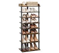 Mondeer Étagère à Chaussures à 7 Niveaux, Rangement des Chaussure en Bois Style Industriel pour Les Entrées Couloir Salon Chambres, 47 x 28 x 113 cm, Brune Rustique