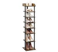 Mondeer Étagère à Chaussures à 7 Niveaux, Rangement des Chaussure Étroit en Bois Style Industriel pour les Entrées Couloir Salon Chambres, 28 x 28 x 113 cm, Brune Rustique