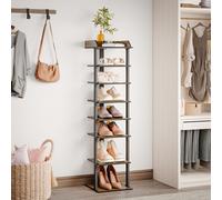 Mondeer Étagère à Chaussures à 7 Niveaux, Rangement des Chaussure Étroit en Bois Style Industriel pour les Entrées Couloir Salon Chambres, 28 x 28 x 113 cm, Brune Rustique