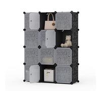 Mondeer Étagère de Rangement, Armoire Plastique, 12 Cubes de 30×30cm avec Porte, pour Chaussures Jouets Livres, Convient pour Bureau Couloir Salon