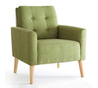 Mondeer Fauteuil, Canapé 1 Place en Polyester avec Pieds en Bois Massif Style Scandinave pour Chambre Salon Balcon Bureau, Vert