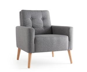 Mondeer Fauteuil, Canapé 1 Place en Polyester avec Pieds en Bois Massif Style Scandinave pour Chambre Salon Balcon Bureau, Gris