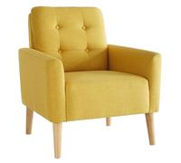Mondeer Fauteuil de Salon,Fauteuil 1 Place en Tissu,Pieds en Bois Massif | Sofa Style Scandinave,Coussin Assise Rembourrée, Dossier Capitonné,Salon, Bureau, Chambre,Appartement,Jaune