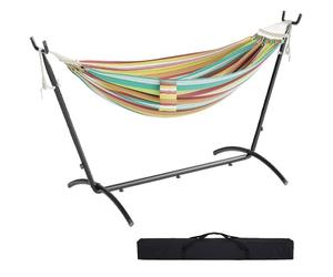 Mondeer Hamac avec Support, Double Bohème hamac sur Pied Portable avec Cadre Robuste Réglable, Charge Maximale 270kg, Adapté Terrasses Extérieures, Patios Jardins (Vert)