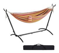 Mondeer Hamac 270kg Double Extérieur sur Pied avec Support | Cadre Robuste Réglable et Sac de Transport| pour Jardin/Camping, Rouge