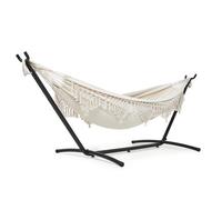 Mondeer Hamac Double Extérieur avec Support sur Pied | Cadre Robuste Réglable + Sac de Transport | Pour Jardin/Camping Durable,Beige