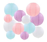 Mondeer Lot de 12 lanternes en papier - Couleur pastel - Rondes - Décoration à suspendre - Différentes tailles - Pour mariage, anniversaire, fête prénatale, fête - Décoration d'intérieur - 15,2 cm,