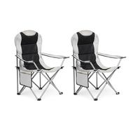 Mondeer Lot de 2 Chaise de Camping Pliante, Chaise de Plage avec Porte-Gobelet&Poche de Côté, pour Voyage/Pêche/Barbecue,Gris Claire