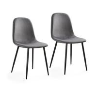 Mondeer Lot de 2 Chaise de Salle à Manger, Velours Chaises de Cuisine avec Assise Rembourrée en Pieds en Métal, Moderne pour Salle à Manger Salon, Gris