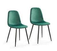 Mondeer Lot de 2 Chaise Salle à Manger Velours,Chaises de Cuisine,Vert