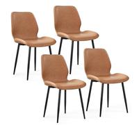 Mondeer Lot de 4 Chaise de Salle à Manger, Chaises de Cuisine avec Assise Rembourrée en Pieds en Métal, Moderne pour Salle à Manger Salon, Marron