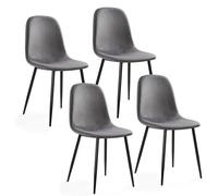 Mondeer Lot de 4 Chaise Salle à Manger Velours,Chaises de Cuisine,Gris