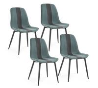 Mondeer Lot de 4 Chaises de Salle à Manger, Chaise cuisine en Tissu avec Pieds en Métal, Salle à Manger, Lac Bleu