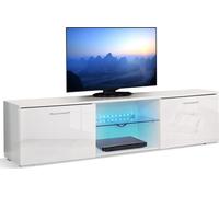 Mondeer Lowboard Armoire TV Pied de TV LED avec 16 couleurs de lampes LED RGB blanc