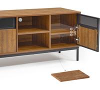 Mondeer Meuble TV, Support Télé pour Téléviseur Jusqu’à 50 Pouces avec 2 Portes et Étagères Réglables, pour Salon Chambre, Industriel, L108 x H52.5 x P40 cm, Marron Rustique et Noir