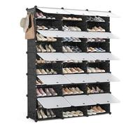 Mondeer Meuble Chaussures, Étagère à Chaussures 10 Compartiments pour 40 Paires de Chaussure, Étagère de Rangement Portable Modulable avec Crochet, pour Entrée Salon Chambre (Noir)