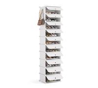 Mondeer Armoire à Chaussures, Étagère à Chaussures Modulaire, Étagère de Rangement, 10 Compartiments, Convient pour l'Entrée, la Chambre, Le Salon, Peut Contenir 20 Paires de Chaussures, Blanc