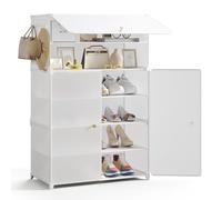 Mondeer Meuble Chaussure 6 Niveaux,Étagère de Rangement Plastique,Blanc