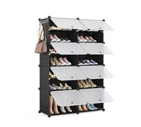 Mondeer Meuble Chaussure 8 Niveaux,pour 32 Paires,Plastique,Noir