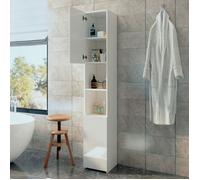 Mondeer Meuble de Rangement Colonne Armoire de Salle de Bain Haute Mince avec 2 Portes Brillantes 6 Compartiments Réglable Blanc