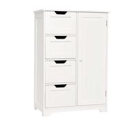 Mondeer Meuble de Salle de Bain, Buffet,4 Tiroirs et 1 Porte, Etagère Réglable Style Moderne pour Salle à Bain Salon Chambre