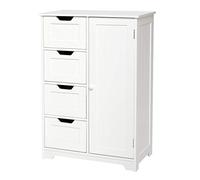 Mondeer - Meuble de Salle de Bain - Buffet avec 4 Tiroirs et 1 Porte, Etagère Réglable Style Moderne pour Salle à Bain Salon Chambre à Coucher Entrée Cuisine, Blanc