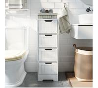 Mondeer Meuble Salle de Bain,Meuble de Rangement avec 4 Tiroirs en Bois, pour Salle de Bain Salon Couloir chambre,Blanc
