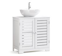 Mondeer Meuble sous Lavabo, Meuble de Salle de Bain avec 2 Persienne Portes et 2 Étagères Style Moderne, pour Salle de Bain, 60 x 60 x 30 cm, Blanc