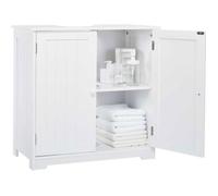 Mondeer Meuble sous Lavabo Salle de Bain en Bois avec Deux Portes Peu Encombrant Poser Librement , Blanc
