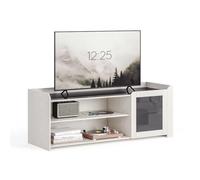 Mondeer Meuble TV, Support Télé Industriel avec 2 Portes en Métal Découpées et Étagères de Rangement Réglables - Marron Rustique