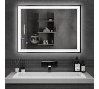 Mondeer miroir de salle de bain LED 80x60cm antibuée interrupteur tactile avec fonction mémoire