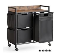 Mondeer Panier à Linge avec Compartiments, Trieur de Linge avec roulettes, Panier à Linge avec Poches Latérales, Doublures Amovibles et Couvercle Extensible, pour Chambre et Salle de Bain (100L)