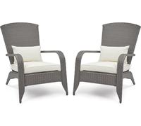 Mondeer PE Rotin Canapé Grenouille Chaises de jardin avec accoudoirs Lounge Bain de soleil avec coussins 2 pièces