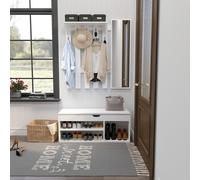 Mondeer Portemanteau avec miroir Portemanteau mural Panneau de vestiaire blanc