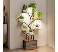 Mondeer Support pour Plantes à Lampes de Croissance, 7 Étagères&2 Tiroirs, Lumière et Minuterie Réglables, Pour Intérieur/Balcon