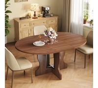 Mondeer Table à Manger Extensible Ronde, 4-8 Personnes Table a Manger Bois, 110-150cm Table de Cuisine avec Plateau en Bois et Base en Croix (Noyer)