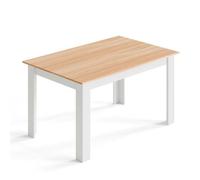 Mondeer Table à Manger Rectangle pour 6 personnes, Moderne, Pour Salle à Manger/Salon 138L x 90l x 75H cm, Chêne et Blanc